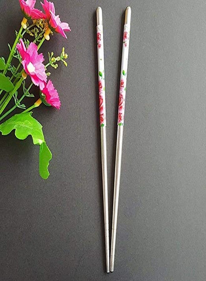 MALL Sky MALL Chopsticks - Floral Pair - Resuable Eco-Friendly Stainless Steel - Red (2) - Image 5